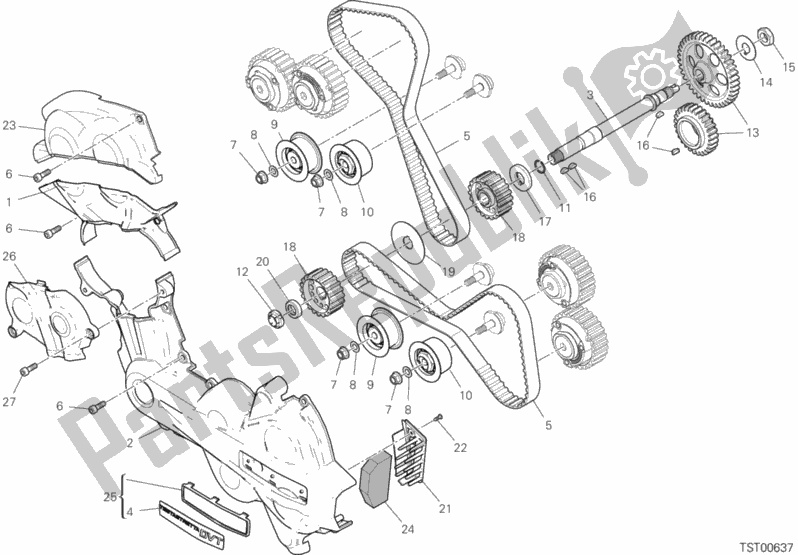 Alle onderdelen voor de Timing Systeem van de Ducati Multistrada 1260 Enduro Touring USA 2020